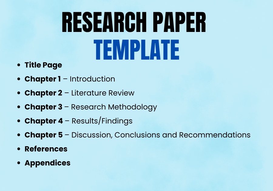 Preview of the 5 Chapter Research Paper Template - 2.0 Spacing, Times New Roman template
